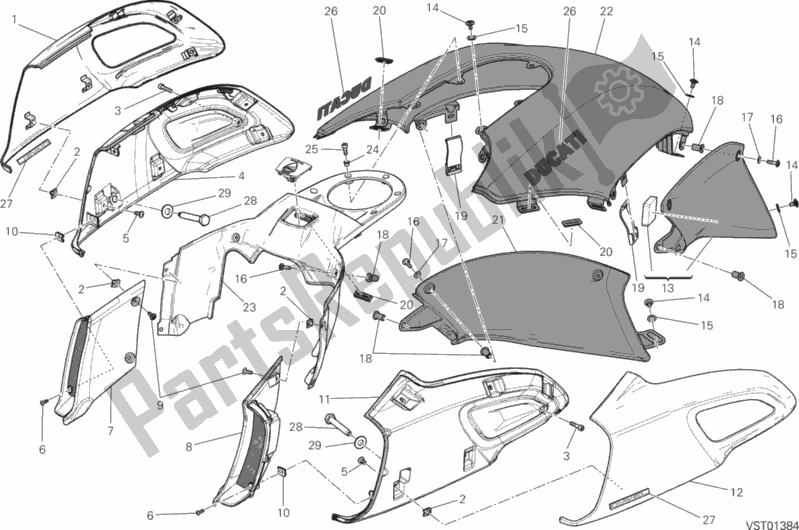 Todas as partes de Tampas Tanque do Ducati Diavel FL USA 1200 2016